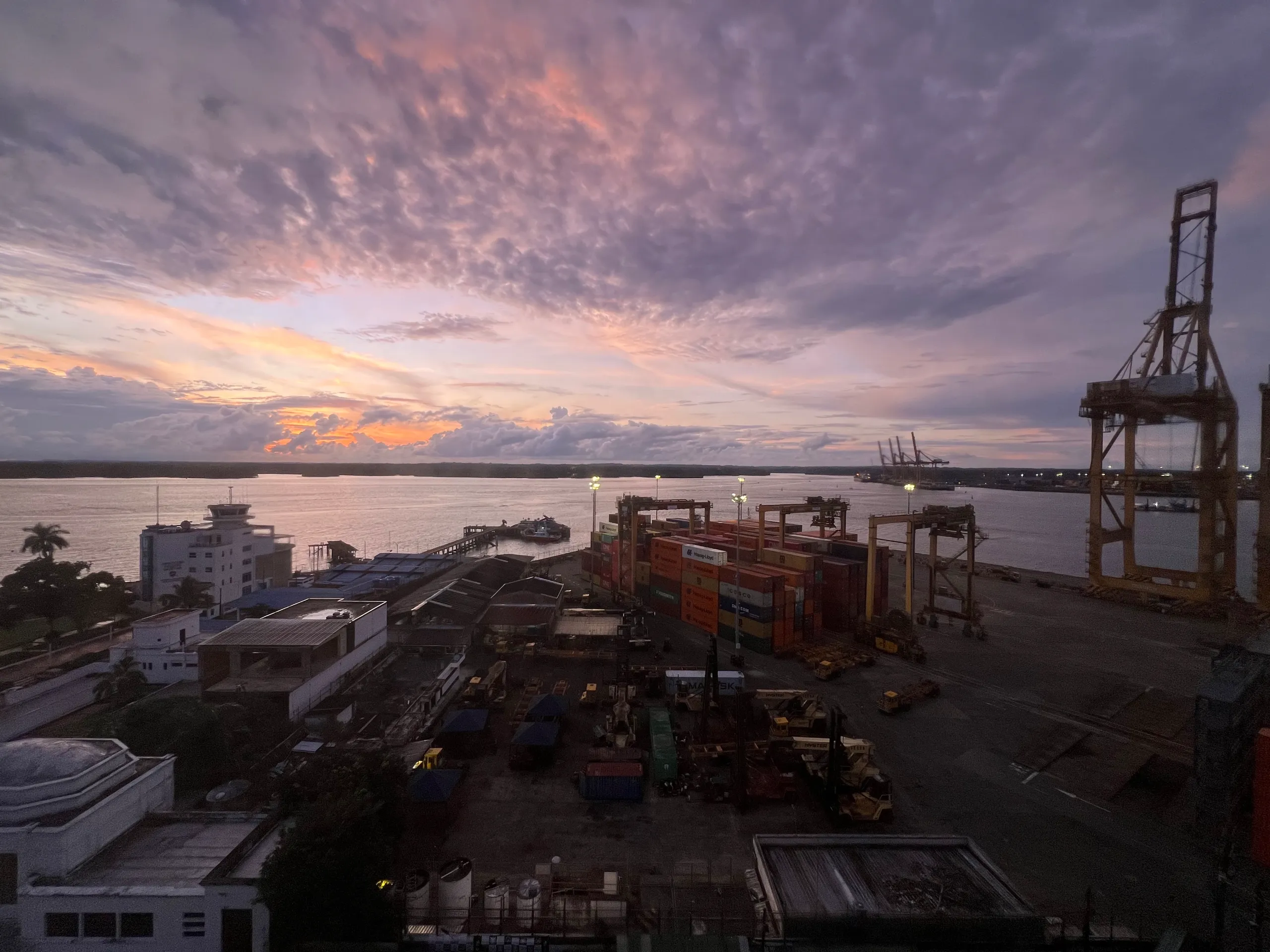 Buenaventura port at sunset on Colombia’s Pacific coast, featured image for the Colombia Pacific earthquake recovery campaign